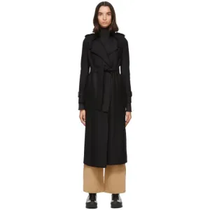 Harris Wharf London Black Pressed Wool Trench Coat
