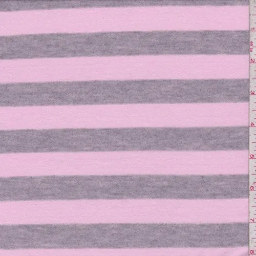 Pink/Grey Stripe Tissue Jersey Knit Fabric