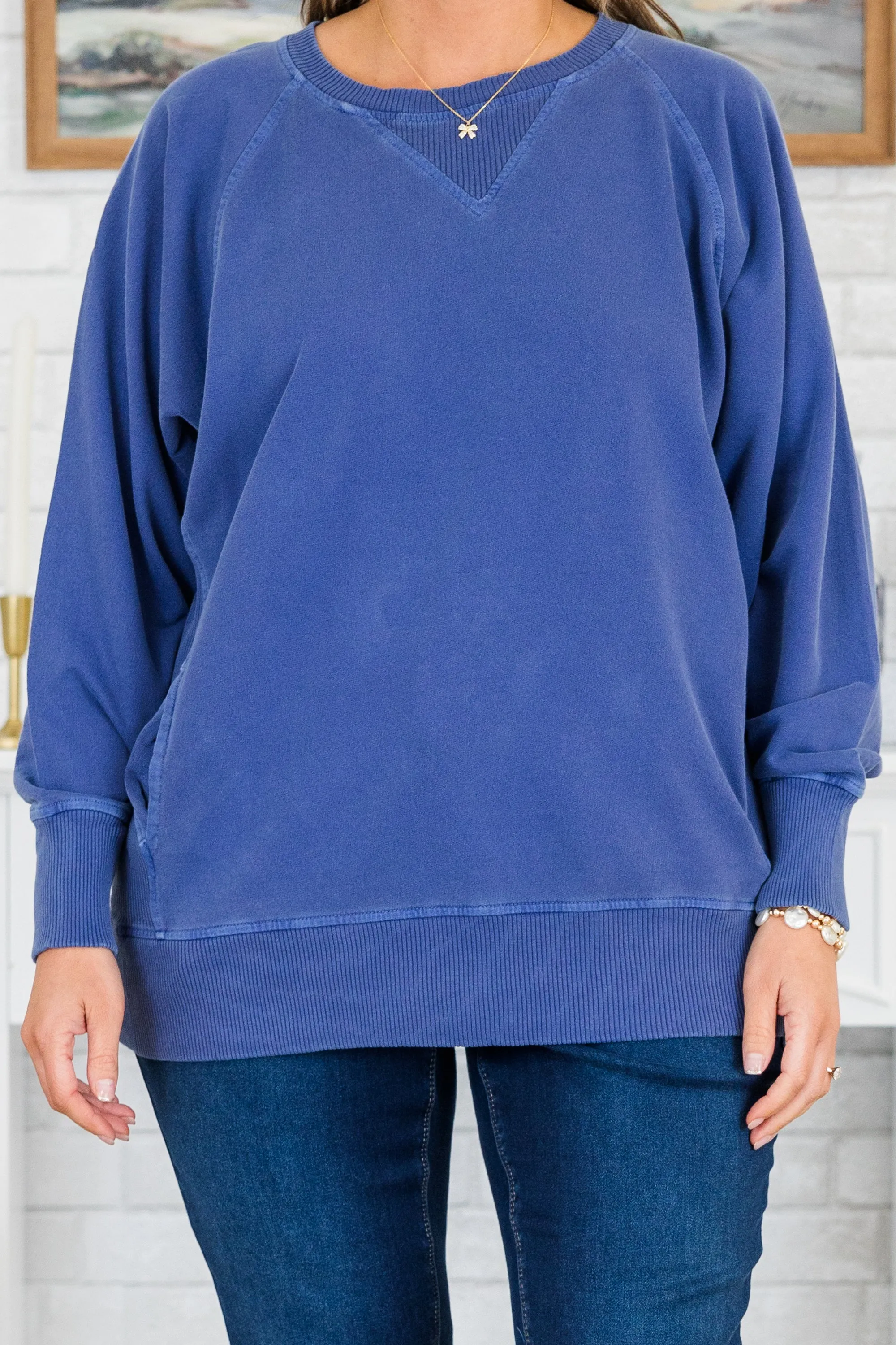 Soft Touch Pullover, Light Navy