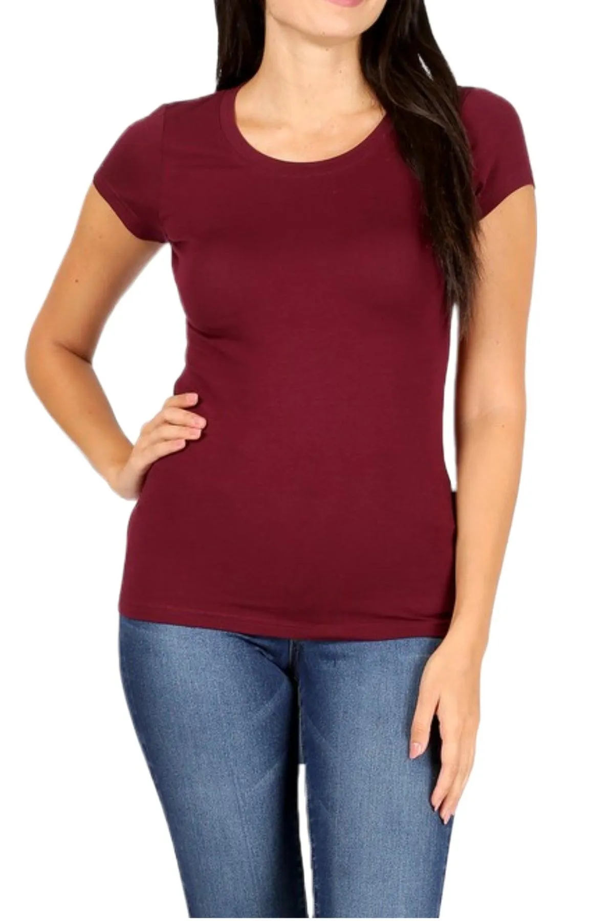 Women's Round Neck Short Sleeve Basic T-Shirt Top